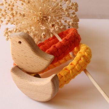 Attaches tétines tressées oiseau et lune