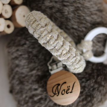 Attache tétine sable et or