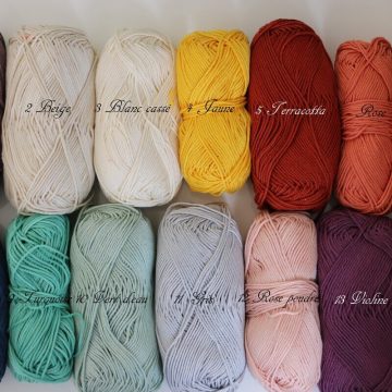 declinaison des coloris de oton pour fabriquer les prenoms en tricotin