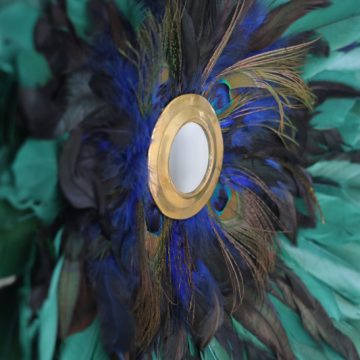 miroir marocain artisanal et plumes naturelles