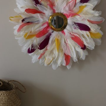 tenture murale en plumes naturelles faite main