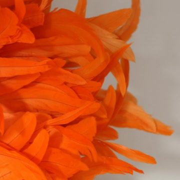 deco bohochic en plumes naturelles de coq orange vif