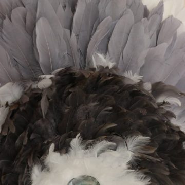 décoration murale en plumes naturelles de coq et d'oies faite main