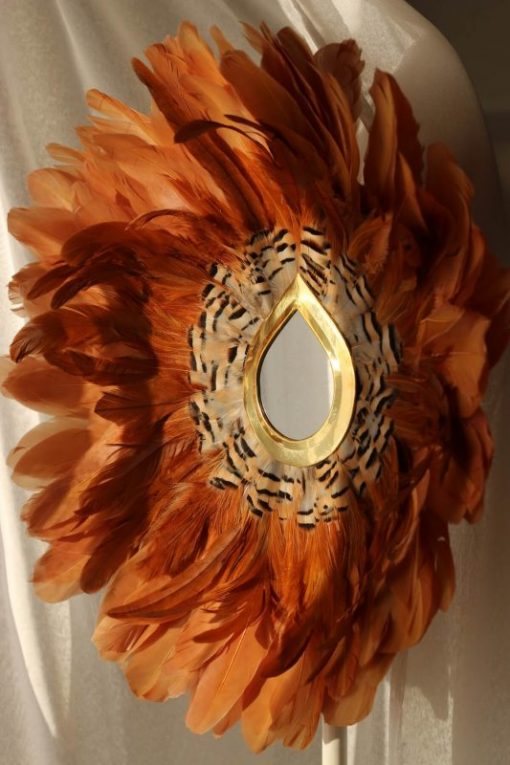 Jujuhat en plumes de gibier et miroir goutte